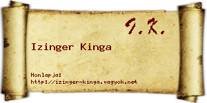 Izinger Kinga névjegykártya